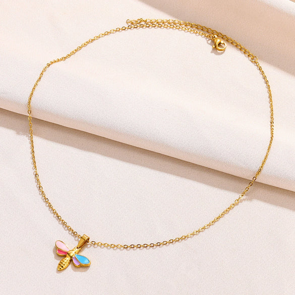 Wholesale Jewelry Copper Stainless Steel Dragonfly Electroplating Necklace