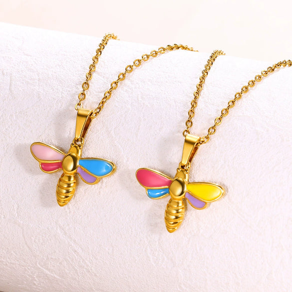 Wholesale Jewelry Copper Stainless Steel Dragonfly Electroplating Necklace