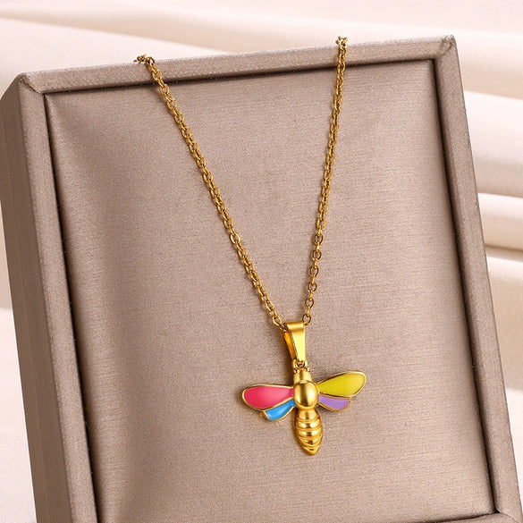 Wholesale Jewelry Copper Stainless Steel Dragonfly Electroplating Necklace