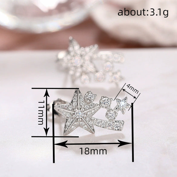 Wholesale Jewelry Copper Star Geometric Shiny Women's Fashion Minimalist Jewelry