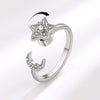 Wholesale Jewelry Copper Starmoon Geometric Rotating Opening Ring For Women With Electroplating