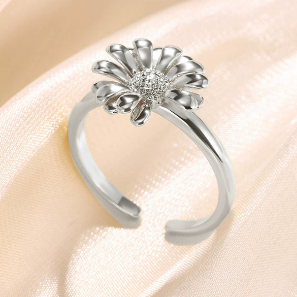 Wholesale Jewelry Copper Sunflower Daisy Flower Ring Electroplated For Women