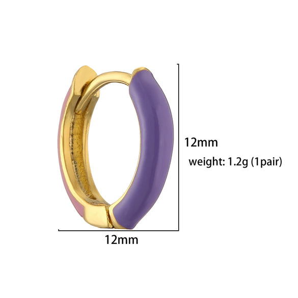 Wholesale Jewelry Copper Sweet Geometric Dripping Oil Goldplated Women's Earrings