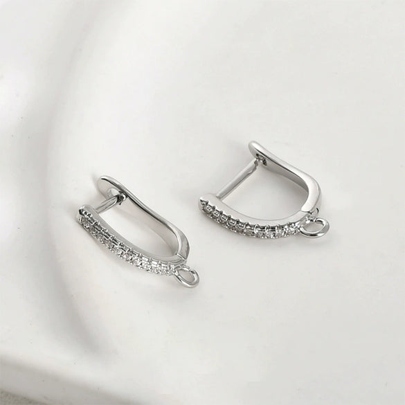 Wholesale Jewelry Copper Ushaped Horseshoe Electroplated Zircon Earrings Handmade