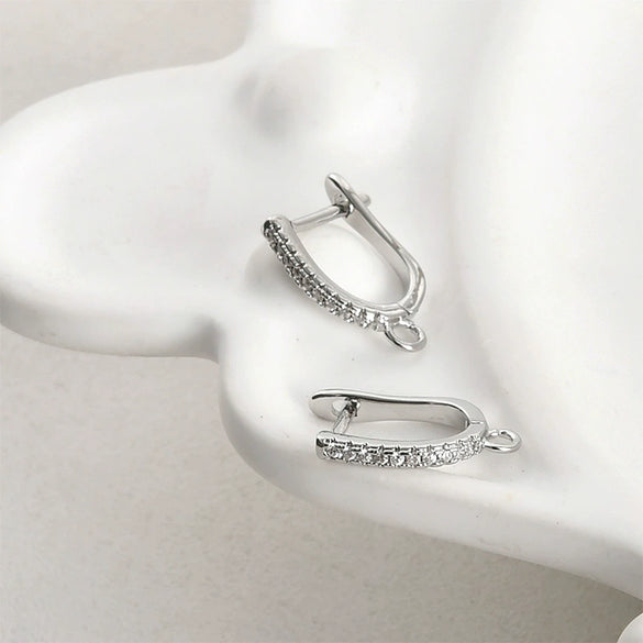 Wholesale Jewelry Copper Ushaped Horseshoe Electroplated Zircon Earrings Handmade