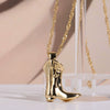 Wholesale Jewelry Copper Western Cowboy Boots Geometric French Retro Water Wave Chain Necklace