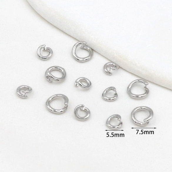 Wholesale Jewelry Copper Wolf's Teeth Style Electroplating Halfclose Opening Ring Pendant Necklace Bracelet Connecting Ring Accessories