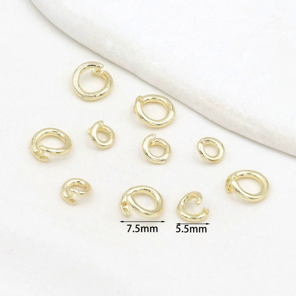 Wholesale Jewelry Copper Wolf's Teeth Style Electroplating Halfclose Opening Ring Pendant Necklace Bracelet Connecting Ring Accessories