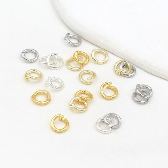 Wholesale Jewelry Copper Wolf's Teeth Style Electroplating Halfclose Opening Ring Pendant Necklace Bracelet Connecting Ring Accessories