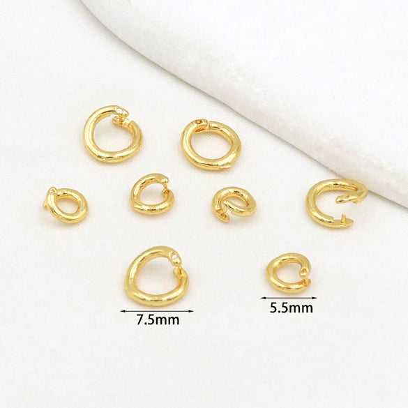 Wholesale Jewelry Copper Wolf's Teeth Style Electroplating Halfclose Opening Ring Pendant Necklace Bracelet Connecting Ring Accessories
