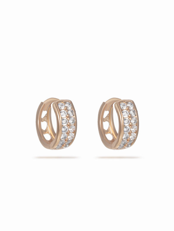 Wholesale Jewelry Copper Zinc Alloy Geometric Double Row Inlaid Zircon Earrings For Women Electroplating Style