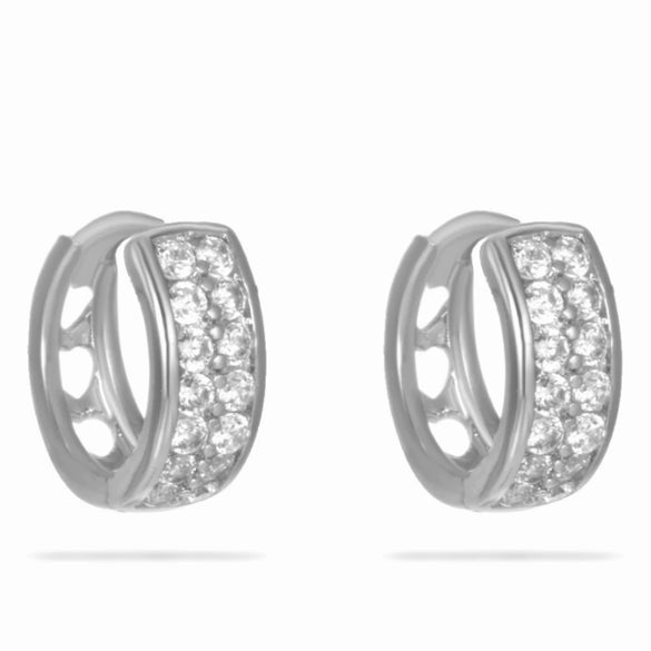 Wholesale Jewelry Copper Zinc Alloy Geometric Double Row Inlaid Zircon Earrings For Women Electroplating Style