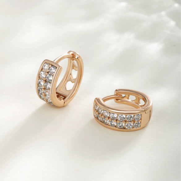 Wholesale Jewelry Copper Zinc Alloy Geometric Double Row Inlaid Zircon Earrings For Women Electroplating Style