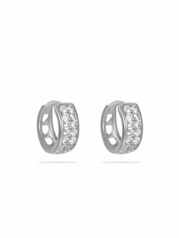 Wholesale Jewelry Copper Zinc Alloy Geometric Double Row Inlaid Zircon Earrings For Women Electroplating Style