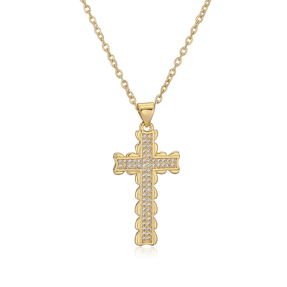 Wholesale Jewelry Copper Zircon Cross Animals Zodiac Microinlay Pendant Necklace