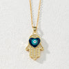Wholesale Jewelry Copper Zircon Devil's Eye Palm Pendant Necklace 18K Gold Electroplated O Chain For Women
