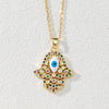 Wholesale Jewelry Copper Zircon Devil's Eye Palm Pendant Necklace 18K Gold Electroplated O Chain For Women