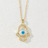 Wholesale Jewelry Copper Zircon Devil's Eye Palm Pendant Necklace 18K Gold Electroplated O Chain For Women
