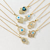 Wholesale Jewelry Copper Zircon Devil's Eye Palm Pendant Necklace 18K Gold Electroplated O Chain For Women