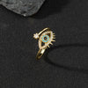 Wholesale Jewelry Copper Zircon Enamel Oil Drop Evil Eye Retro Open Ring For Women Electroplated