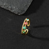 Wholesale Jewelry Copper Zircon Enamel Oil Drop Evil Eye Retro Open Ring For Women Electroplated