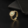 Wholesale Jewelry Copper Zircon Enamel Oil Drop Evil Eye Retro Open Ring For Women Electroplated