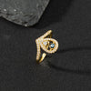 Wholesale Jewelry Copper Zircon Enamel Oil Drop Evil Eye Retro Open Ring For Women Electroplated