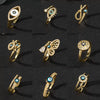 Wholesale Jewelry Copper Zircon Enamel Oil Drop Evil Eye Retro Open Ring For Women Electroplated