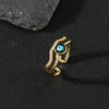 Wholesale Jewelry Copper Zircon Enamel Oil Drop Evil Eye Retro Open Ring For Women Electroplated
