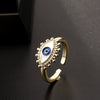 Wholesale Jewelry Copper Zircon Enamel Oil Drop Evil Eye Retro Open Ring For Women Electroplated