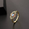 Wholesale Jewelry Copper Zircon Enamel Oil Drop Evil Eye Retro Open Ring For Women Electroplated