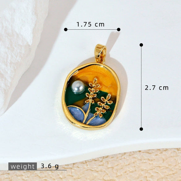 Wholesale Jewelry Copper Zircon Flower Oil Drop Pendant Necklace Light Luxury Style