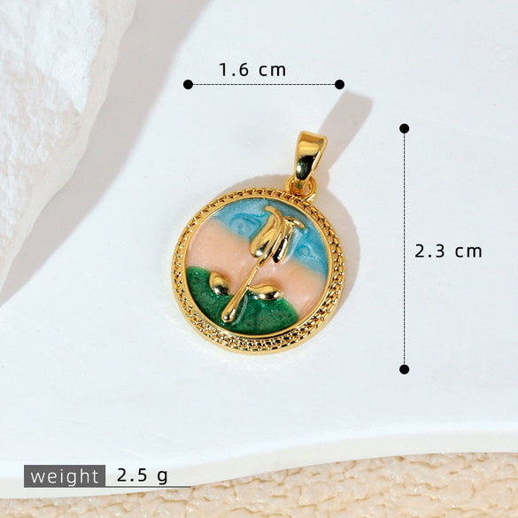 Wholesale Jewelry Copper Zircon Flower Oil Drop Pendant Necklace Light Luxury Style