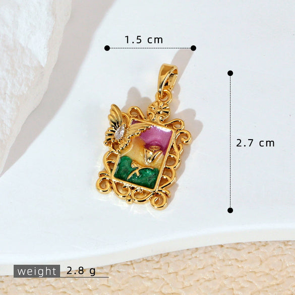 Wholesale Jewelry Copper Zircon Flower Oil Drop Pendant Necklace Light Luxury Style