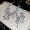 Wholesale Jewelry Copper Zircon Flower Water Drop Tassel Earrings And Necklace Set
