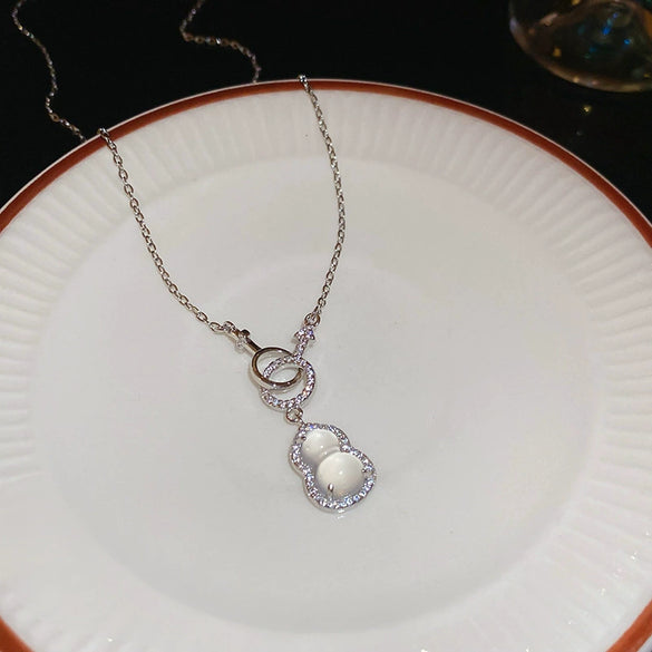 Wholesale Jewelry Copper Zircon Gourd Geometric Style Clavicle Chain Necklace For Women