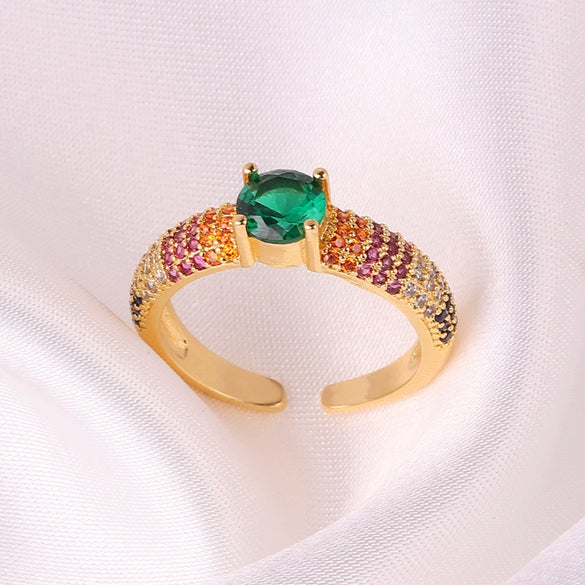 Wholesale Jewelry Copper Zircon Inlaid Flower Ring For Women