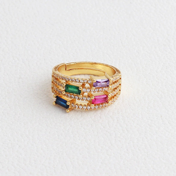Wholesale Jewelry Copper Zircon Inlaid Flower Ring For Women