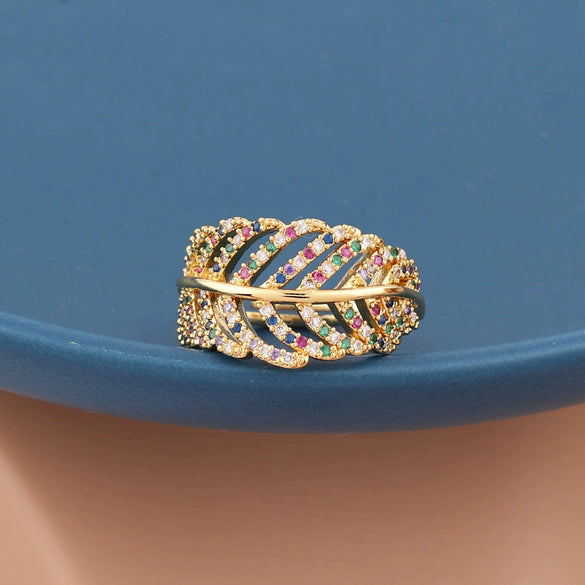 Wholesale Jewelry Copper Zircon Inlaid Flower Ring For Women