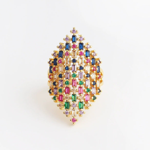 Wholesale Jewelry Copper Zircon Inlaid Flower Ring For Women