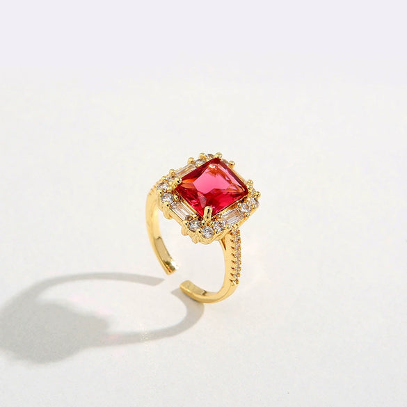 Wholesale Jewelry Copper Zircon Inlaid Flower Ring For Women
