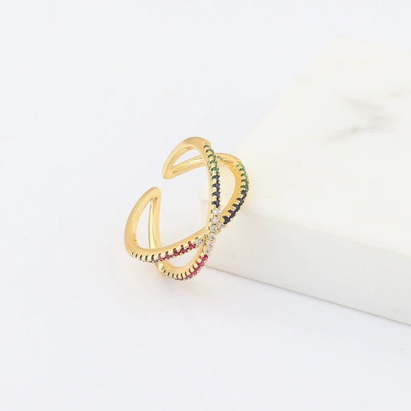 Wholesale Jewelry Copper Zircon Inlaid Flower Ring For Women