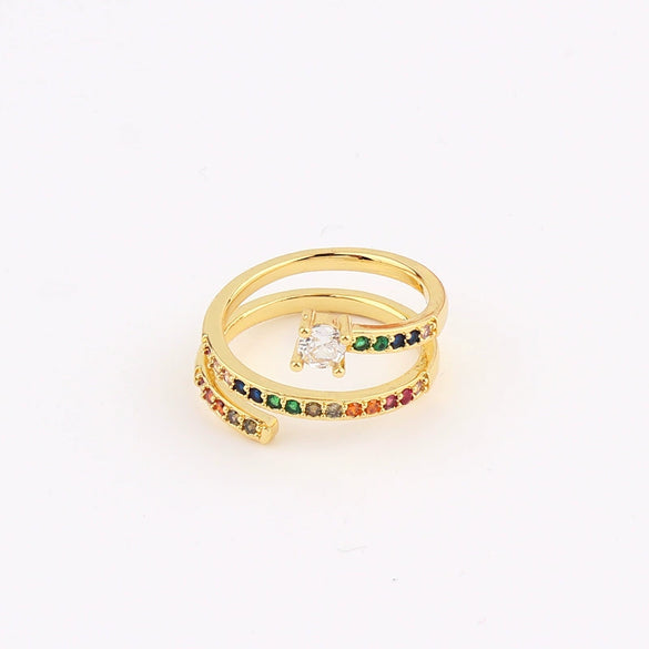 Wholesale Jewelry Copper Zircon Inlaid Flower Ring For Women