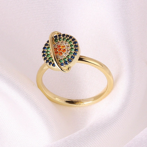 Wholesale Jewelry Copper Zircon Inlaid Flower Ring For Women