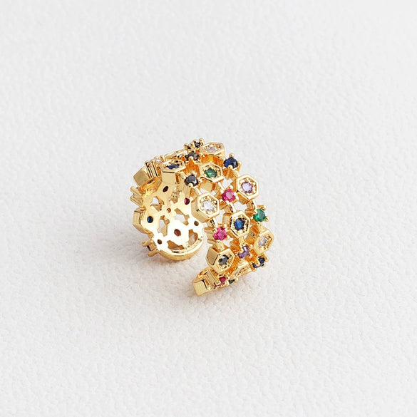 Wholesale Jewelry Copper Zircon Inlaid Flower Ring For Women