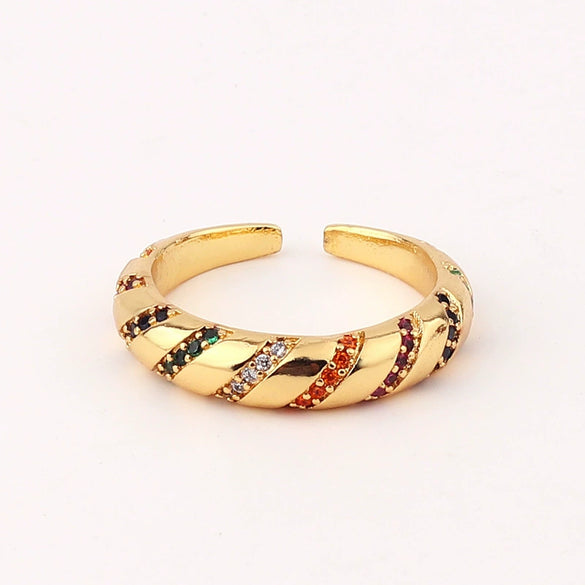 Wholesale Jewelry Copper Zircon Inlaid Flower Ring For Women