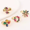 Wholesale Jewelry Copper Zircon Inlaid Flower Ring For Women