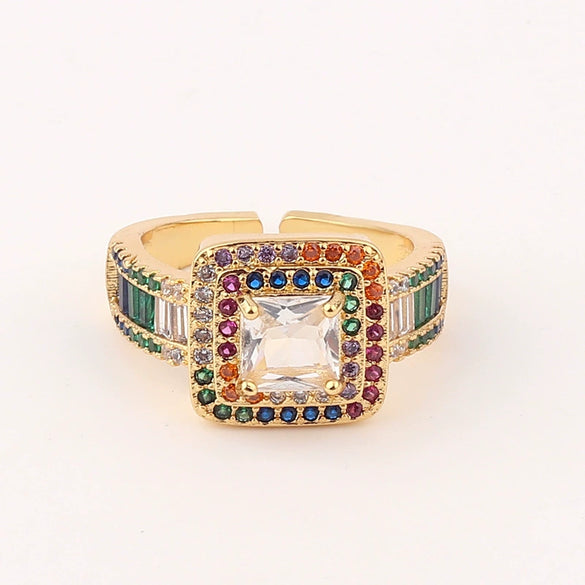 Wholesale Jewelry Copper Zircon Inlaid Flower Ring For Women