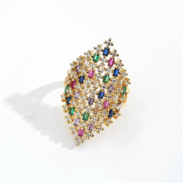 Wholesale Jewelry Copper Zircon Inlaid Flower Ring For Women