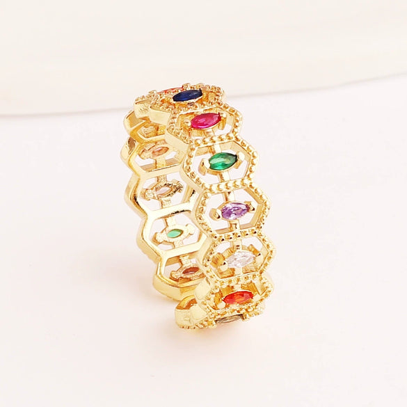 Wholesale Jewelry Copper Zircon Inlaid Flower Ring For Women